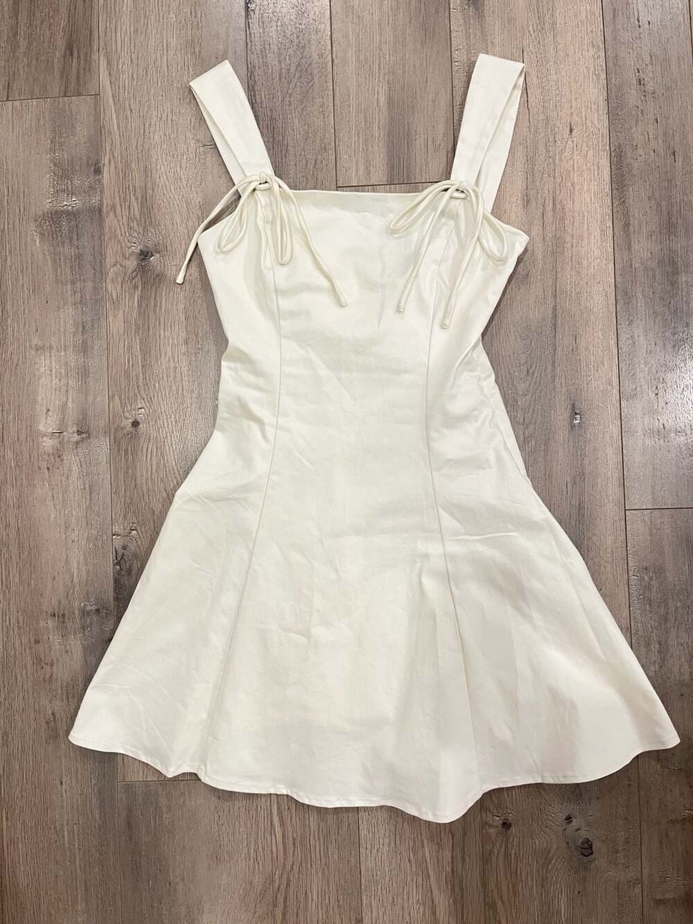 Peppermayo White Corset-Style Mini Dress with Lace-Up Back and Tie Shoulders